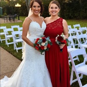 One Shoulder Lace Bridesmaids Dress David’s Bridal